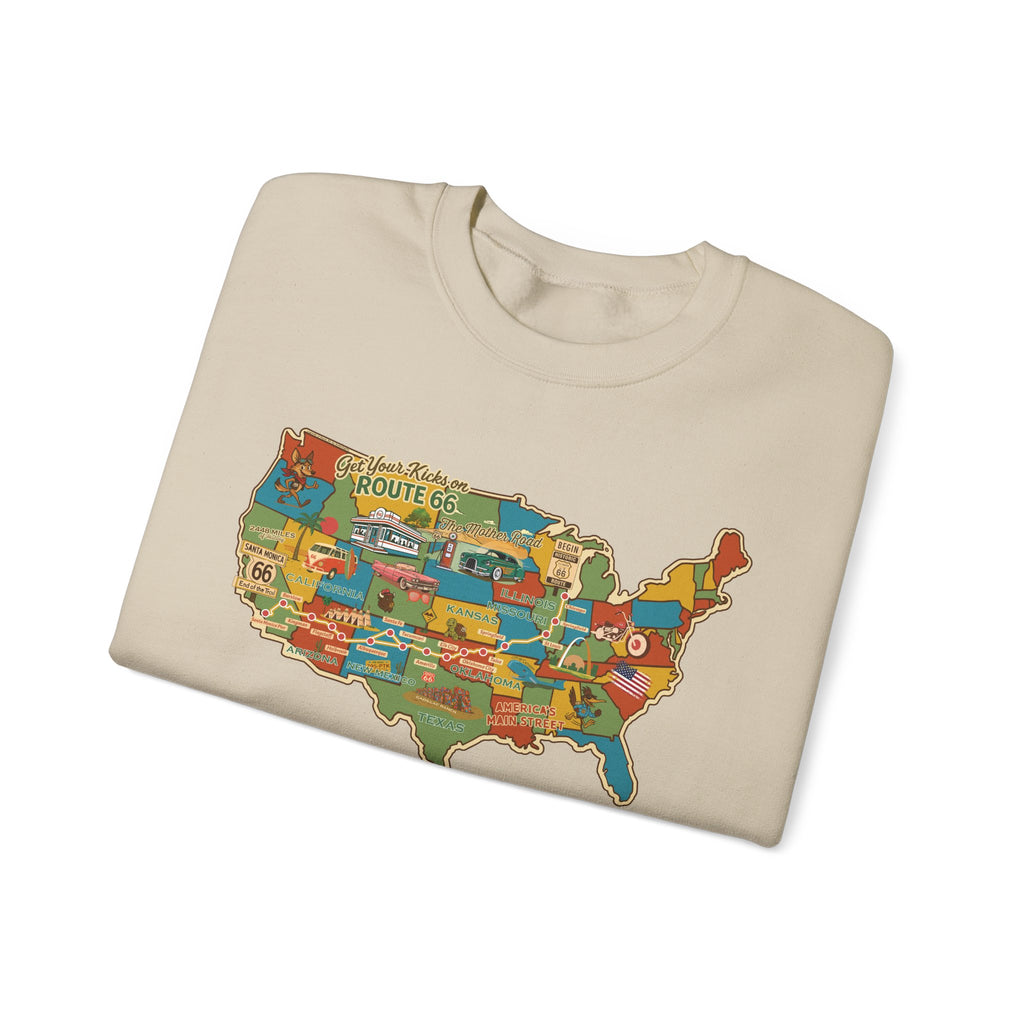 Legends of Route 66 100th Anniversary USA Map Personalized Fleece Crewneck Sweatshirt