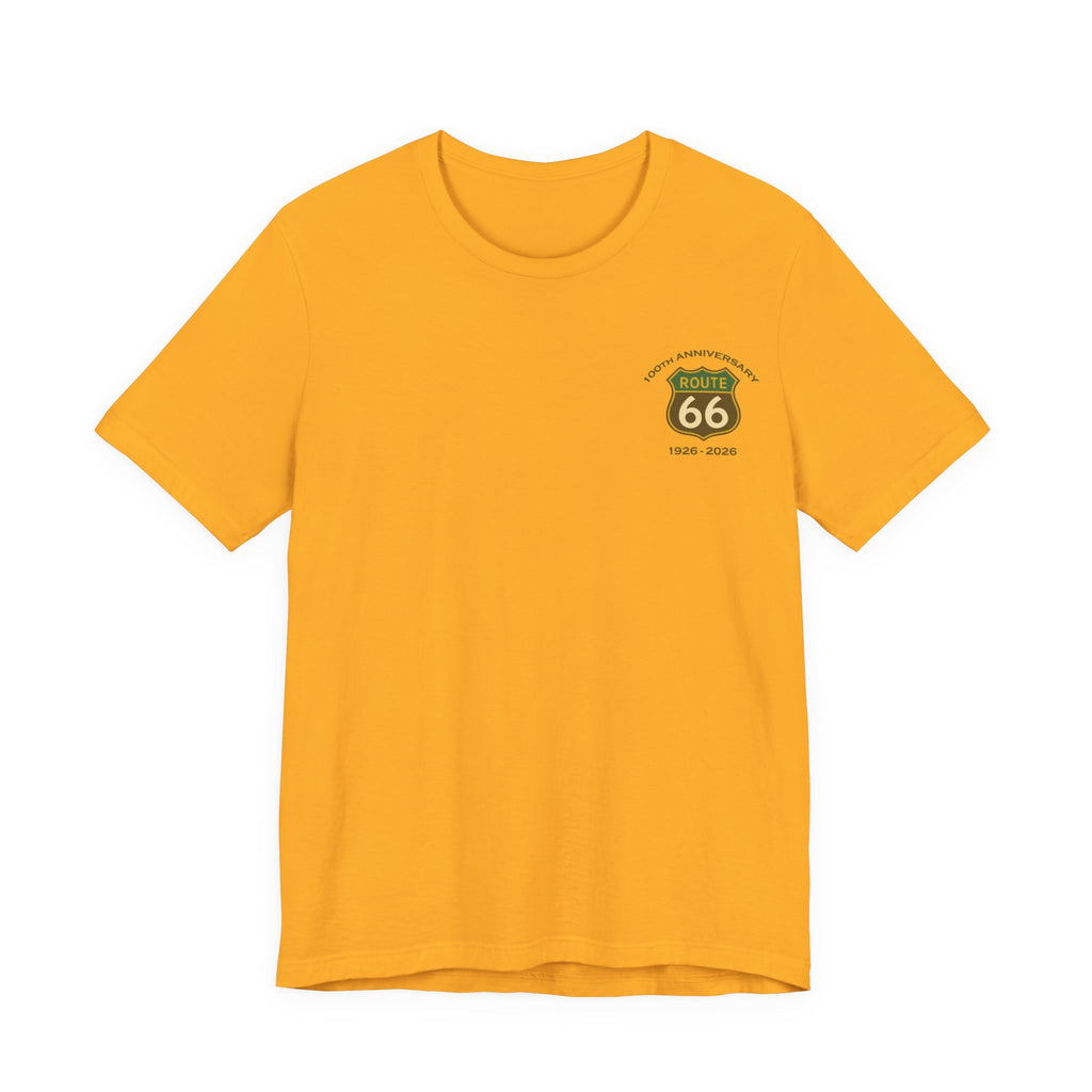 Legends of Route 66 100th Anniversary Landmark Map Design Cotton Front and Back Printed Short Sleeve Tee