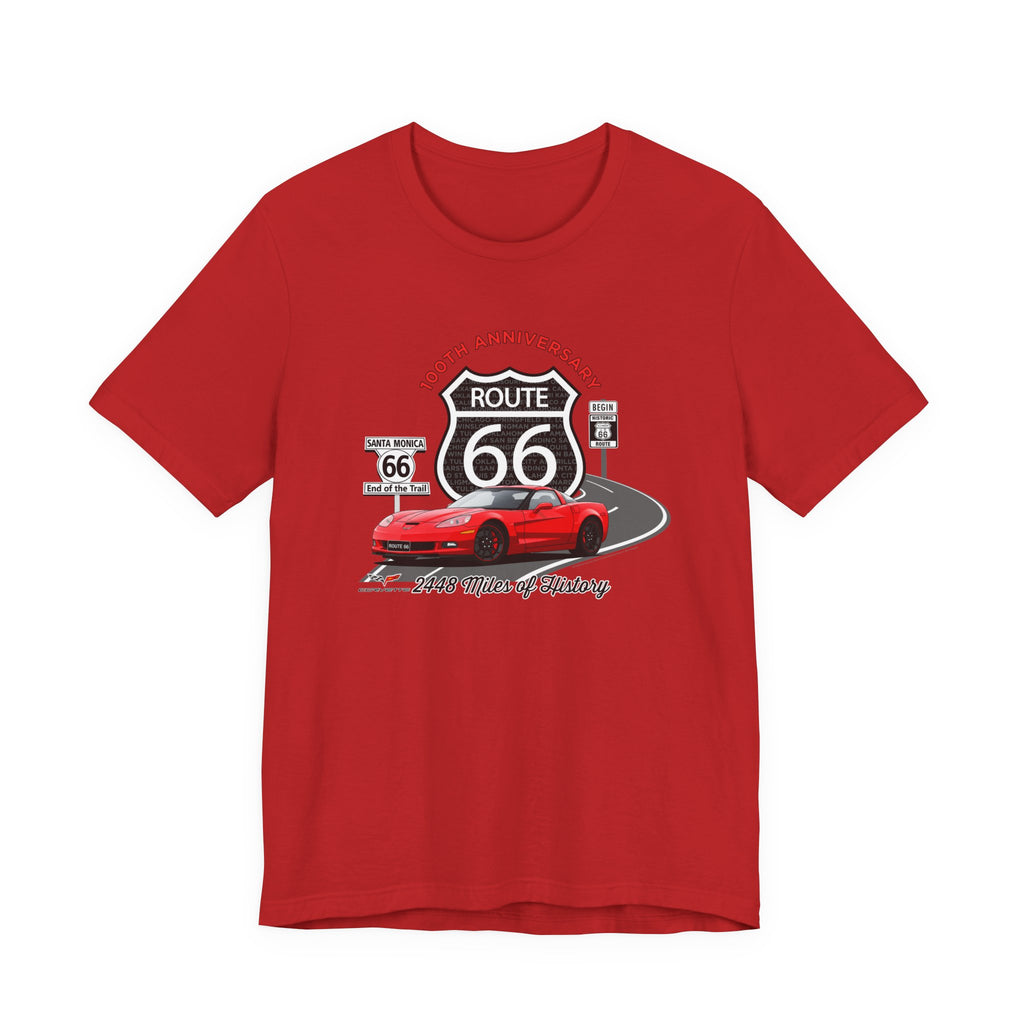 C6 Corvette Route 66 100th Anniversary Short Sleeve Tee – Legends of the Road, Perfect for the Corvette Fan