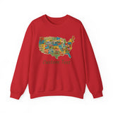 Legends of Route 66 100th Anniversary USA Map Personalized Fleece Crewneck Sweatshirt