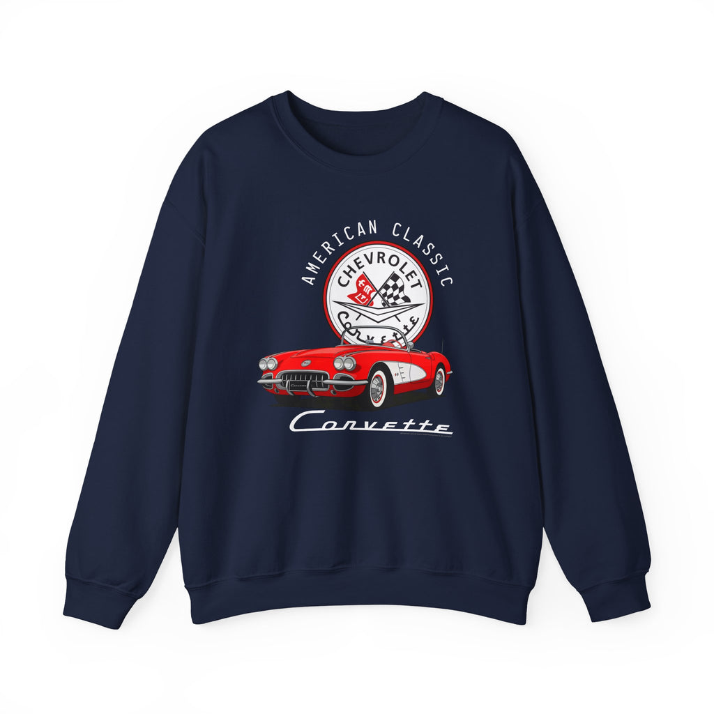 C1 Corvette American Classic Emblem Cotton Blend Sweatshirt – Legends of the Road, Perfect for the Corvette Fan