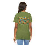 Legends of Route 66 100th Anniversary Landmark Map Design Cotton Front and Back Printed Short Sleeve Tee