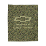 Personalized Chevrolet Bowtie Digital Camo Velveteen Plush Blanket, Ultra-Soft Medium-Weight 50x60" Blanket with Custom Text Option, Perfect Gift for Chevy Enthusiasts, Home Decor