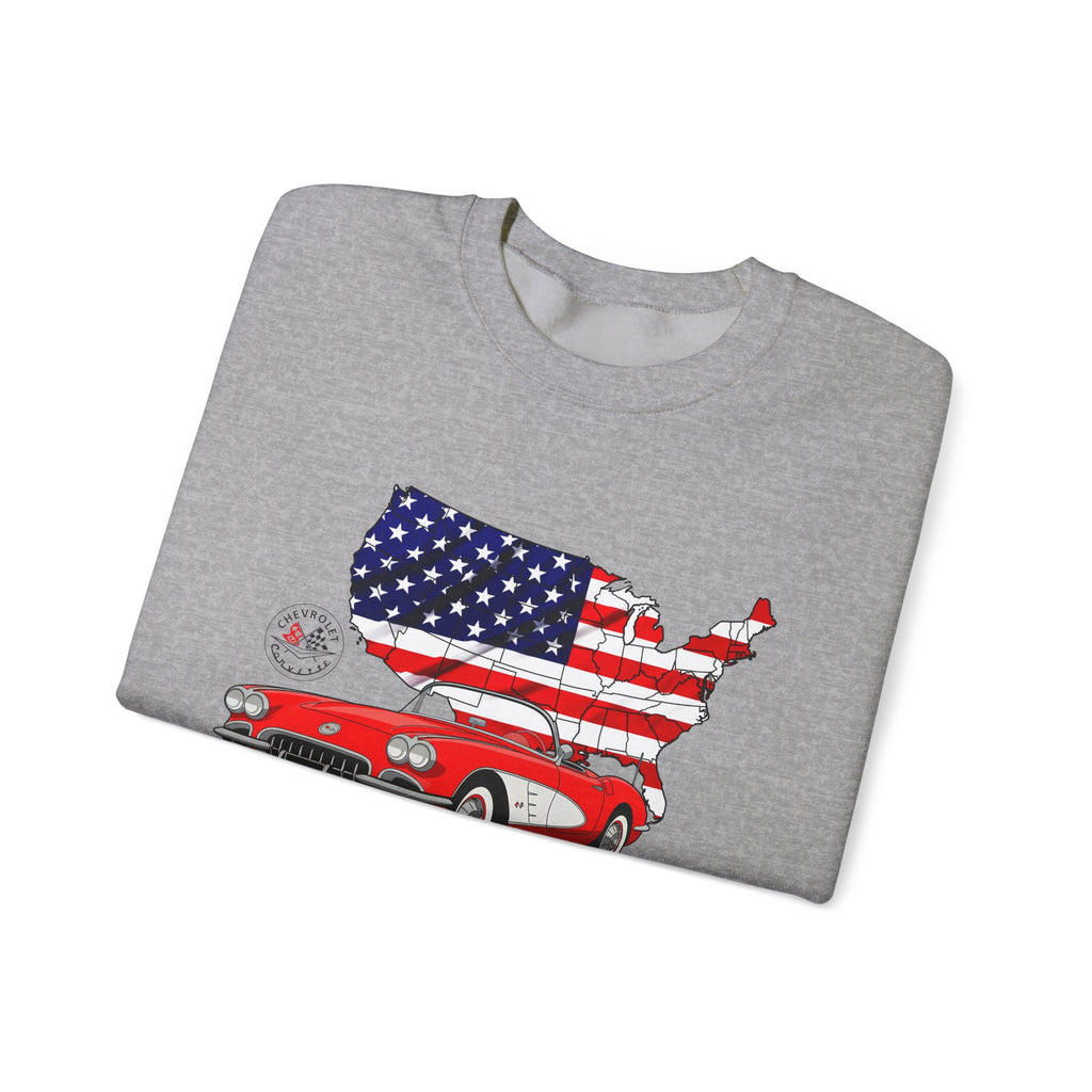 C1 Corvette American Flag Cotton Blend Sweatshirt – Legends of the Road, Perfect for the Corvette Fan