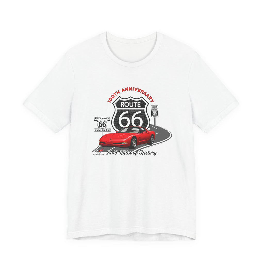 C5 Corvette Route 66 100th Anniversary Short Sleeve Tee – Legends of the Road, Perfect for the Corvette Fan