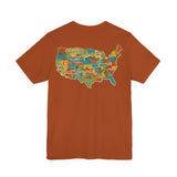 Legends of Route 66 100th Anniversary Landmark Map Design Cotton Front and Back Printed Short Sleeve Tee