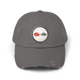Corvette C1 Flag Logo Distressed Cap, One size adjustable hideaway strap.