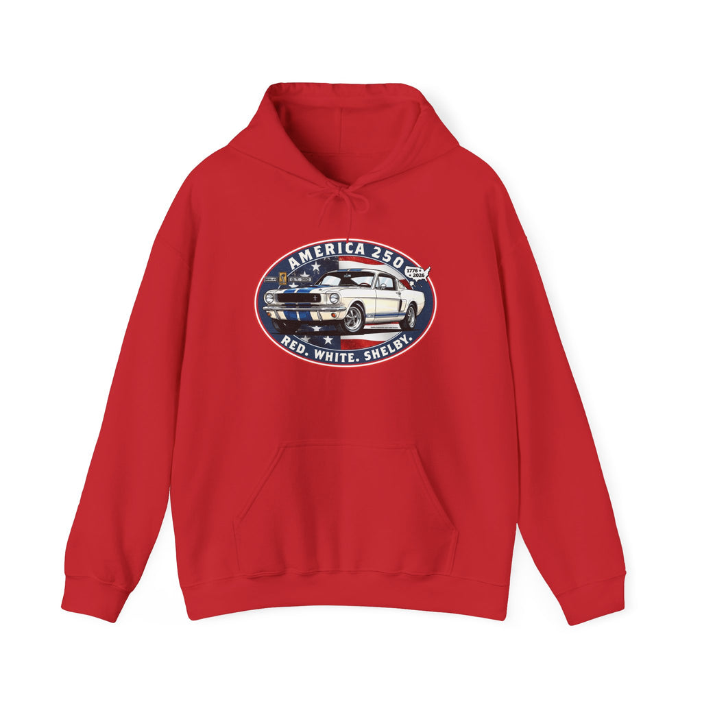 Shelby GT350 "Red. White. Shelby." America 250 Oval Pullover Hoodie