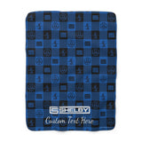 Carroll Shelby Blue Plaid Personalized Sherpa Blanket, 50x60