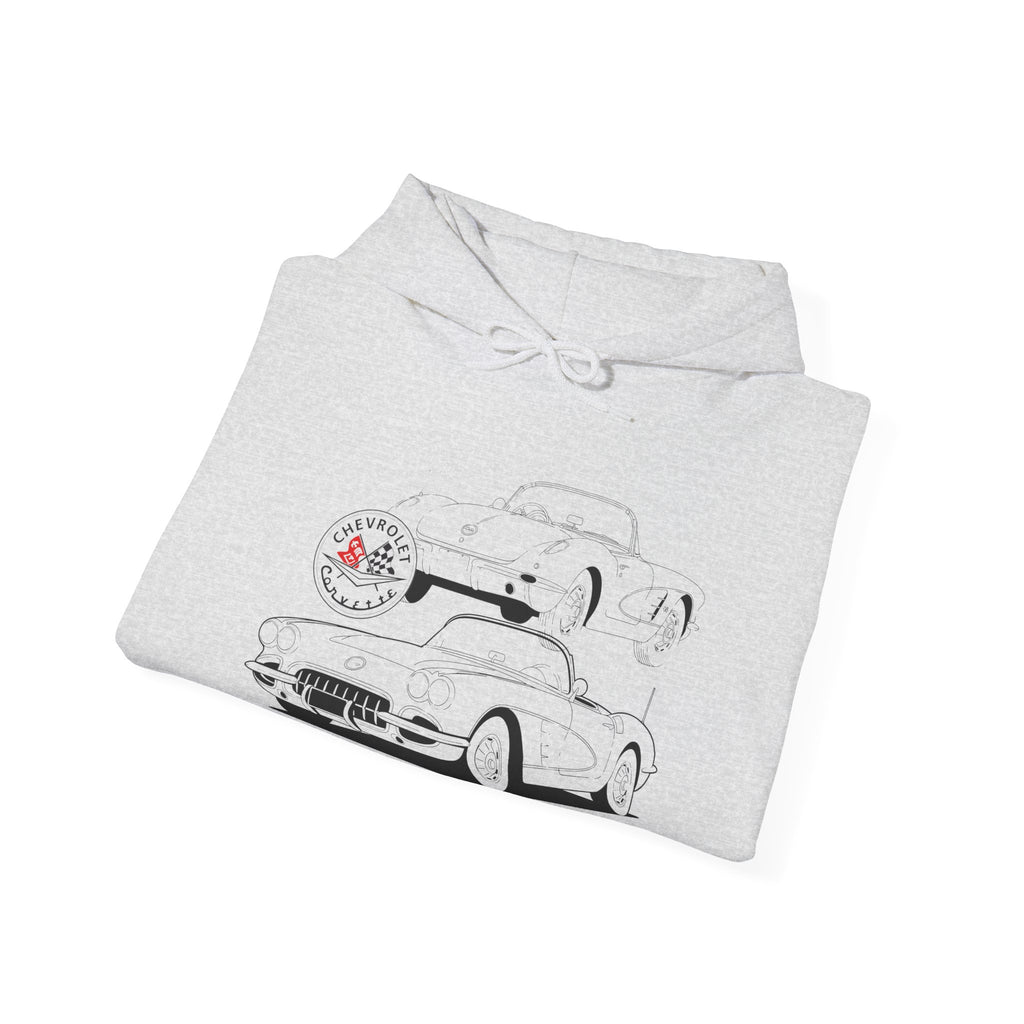 C1 Corvette Monochrome Design Cotton Blend Hooded Sweatshirt – Legends of the Road, Perfect for the Corvette Fan