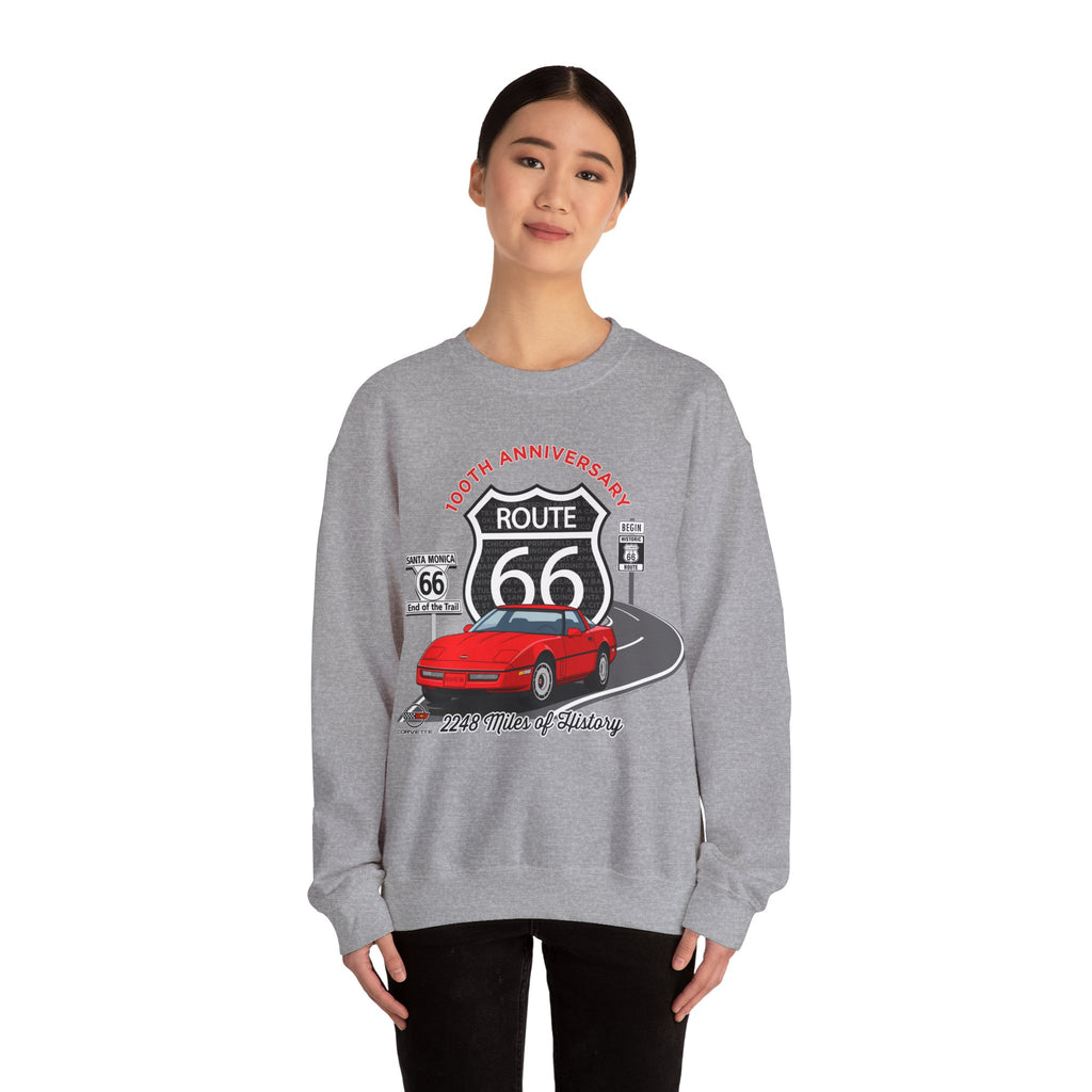 C4 Corvette Route 66 100th Anniversary Cotton Blend Sweatshirt – Legends of the Road, Perfect for the Corvette Fan