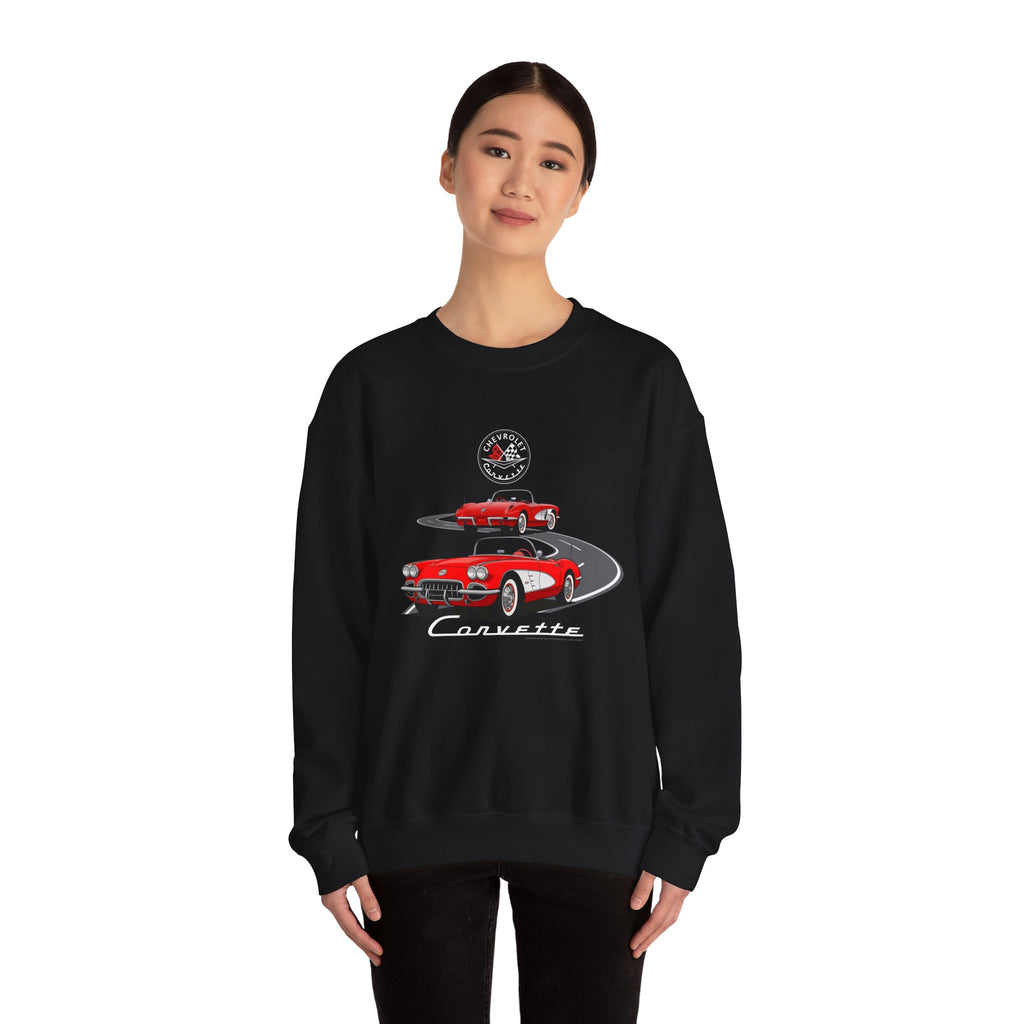 C1 Corvette Dual View Crew Neck Sweatshirt – Legends of the Road, Perfect for the Corvette Fan