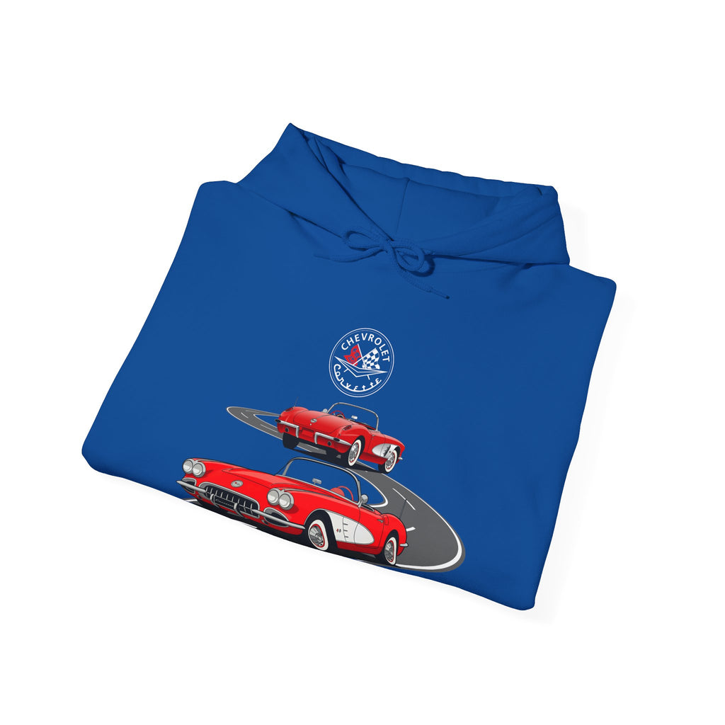 C1 Corvette Dual View Cotton Blend Hooded Sweatshirt – Legends of the Road, Perfect for the Corvette Fan