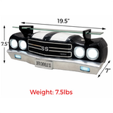 1970 Chevrolet Chevelle Floating Wall Shelf, Black with White Stripes, 19.5 x 7 x 7.5 inches, Car Enthusiast Gift, Muscle Car Decor