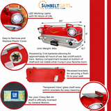 Sunbeltgifts 1957 Chevy Bel Air Wall Shelf, Floating Shelf, Red, 20x6.1x8 inches, Tempered Glass, LED Headlights, Battery Operated, Classic Car Wall Decor, Novelty Gift, Gift Idea for Car Fans