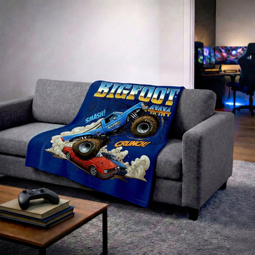BIGFOOT 4X4X4® "Smash! Crunch!" 50x60 USA-Made Sherpa Blanket — Ultra-Soft Plush Throw