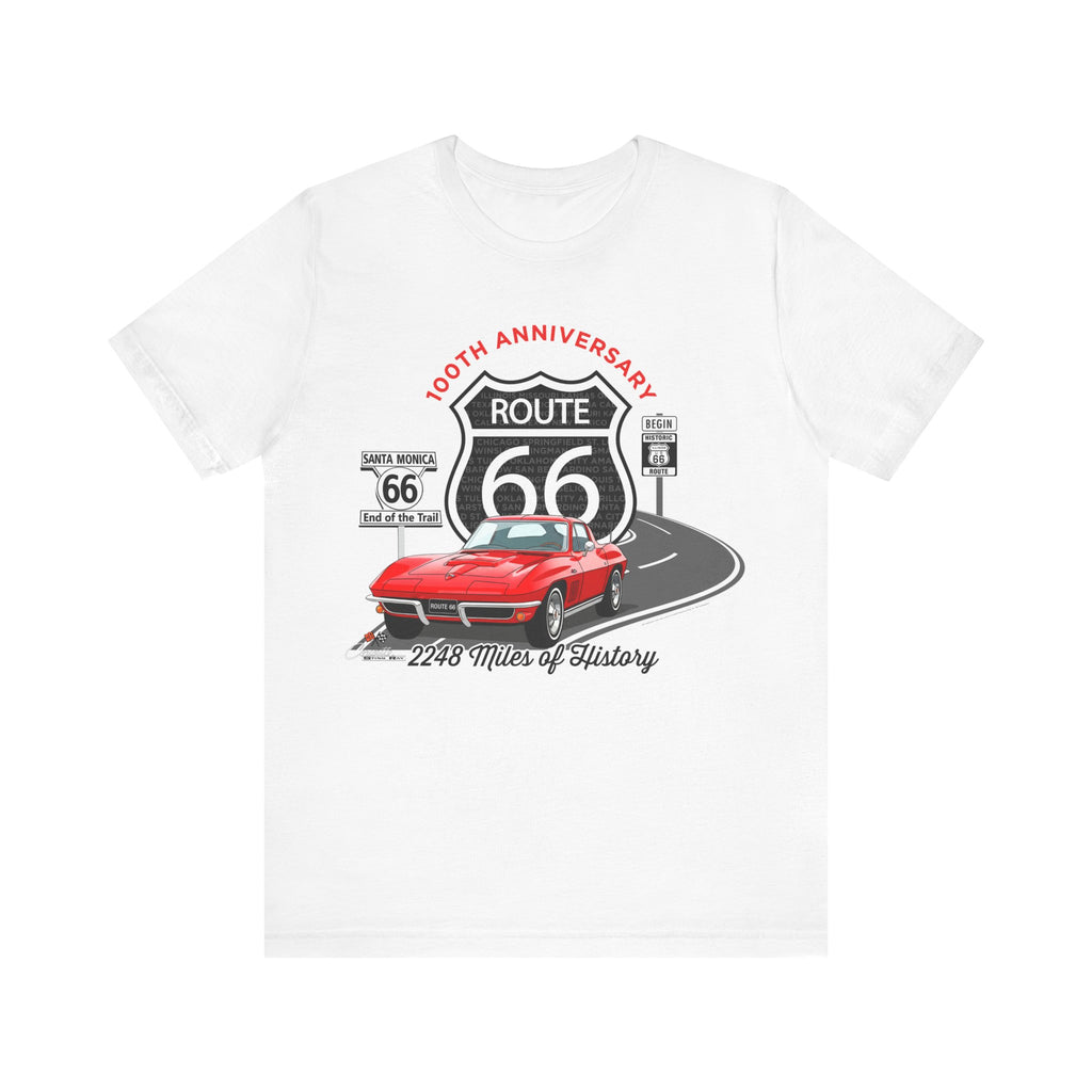 C2 Corvette Route 66 100th Anniversary Short Sleeve Tee – Legends of the Road, Perfect for the Corvette Fan