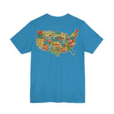Legends of Route 66 100th Anniversary Landmark Map Design Cotton Front and Back Printed Short Sleeve Tee