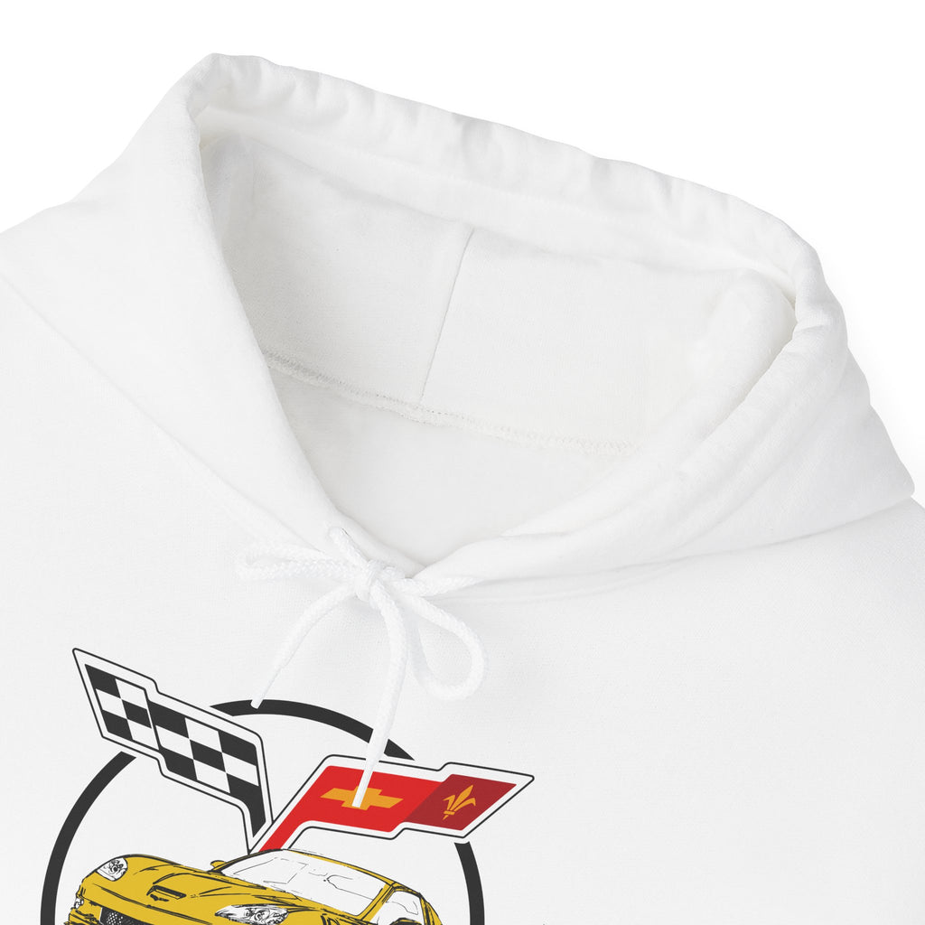 C6 Corvette Personalized Custom Car Color Cotton Blend Hooded Sweatshirt- YELLOW