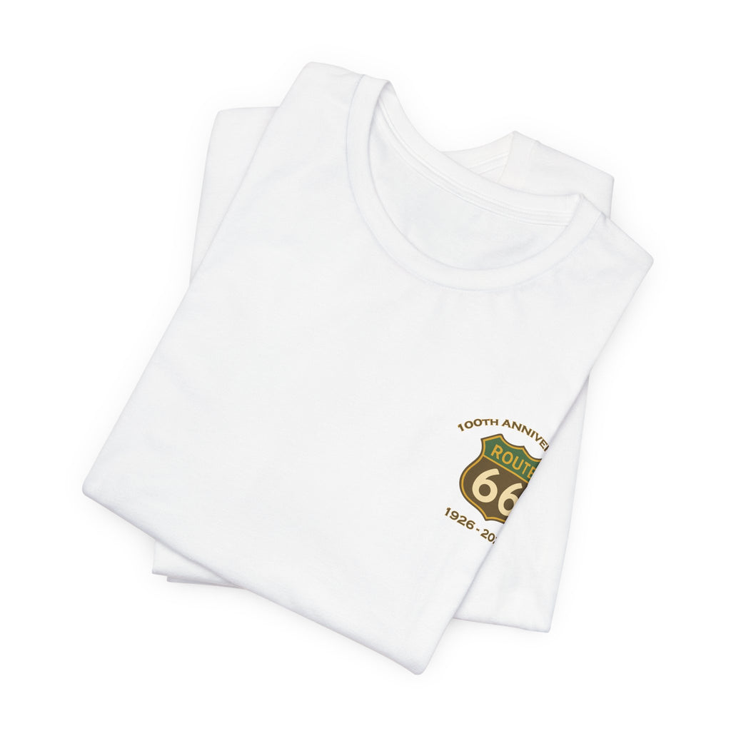 Legends of Route 66 100th Anniversary Landmark Map Design Cotton Front and Back Printed Personalized Short Sleeve Tee