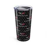 Corvette C5 Logo Repeat Pattern Carbon Tumbler 20oz | Retro Car Lover Travel Cup, Gift for Him, Car Enthusiast, Father's Day, Road Trip