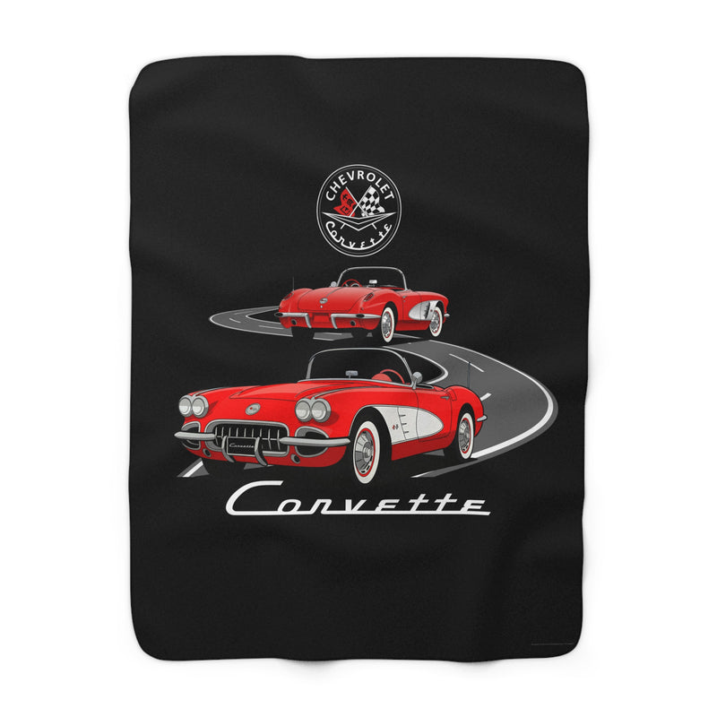 C1 Corvette Dual View 50 x 60 Inch Sherpa Fleece Blanket – Legends of the Road, Perfect for the Corvette Fan