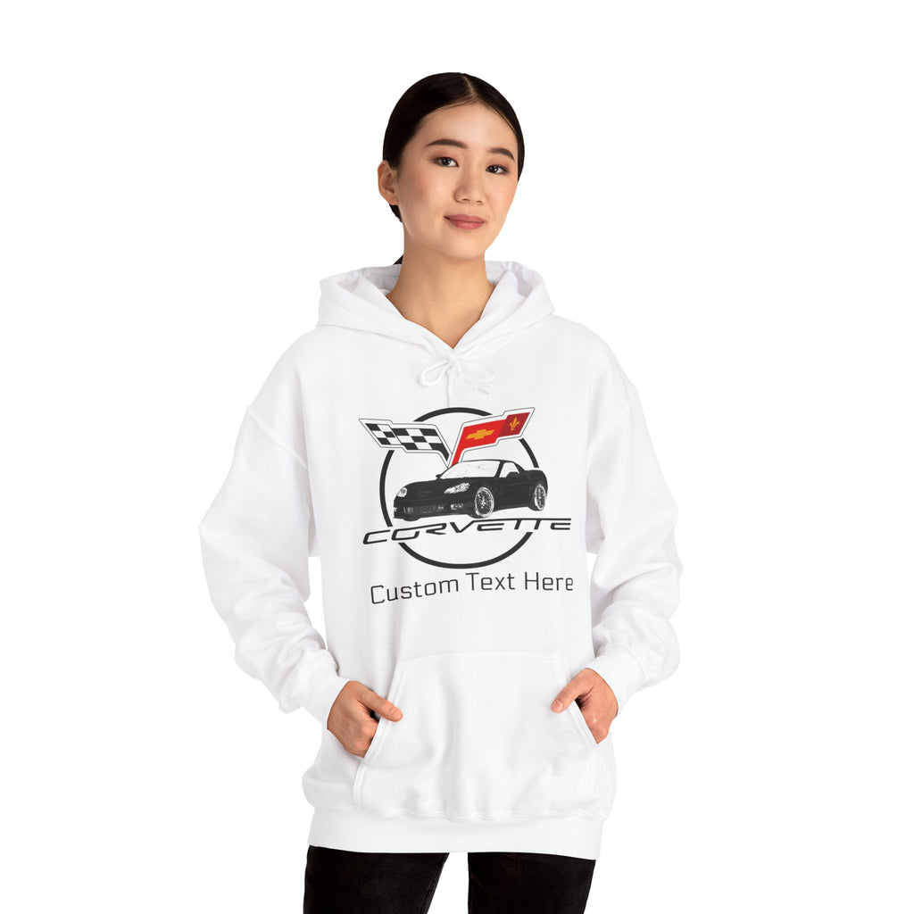 C6 Corvette Personalized Custom Car Color Cotton Blend Hooded Sweatshirt - BLACK