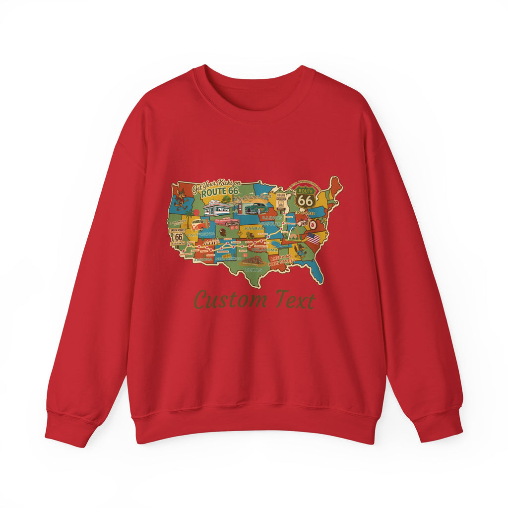 Legends of Route 66 100th Anniversary USA Map Personalized Unisex Fleece Crewneck Sweatshirt