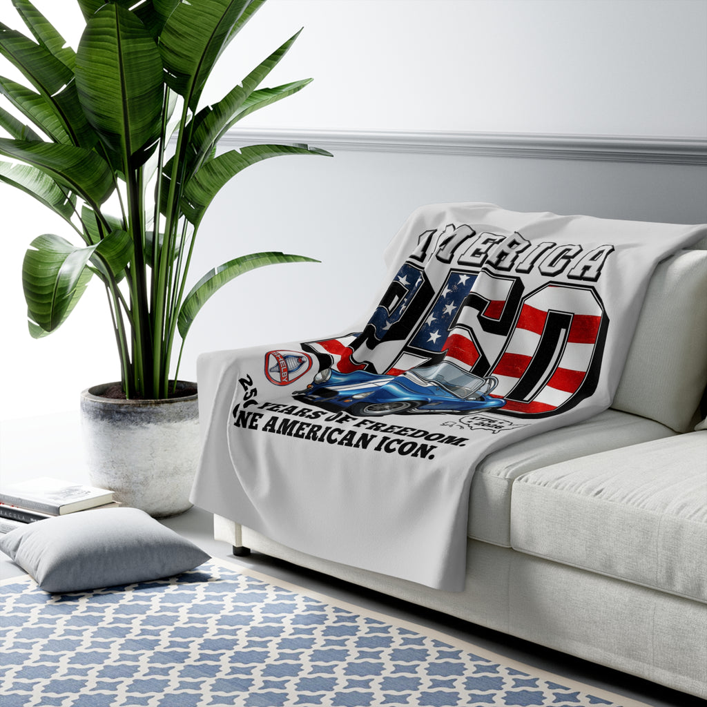 Shelby Blue Cobra 427 "250 Years of Freedom. One American Icon." America 250 Premium Sherpa Blanket – 1776 to 2026