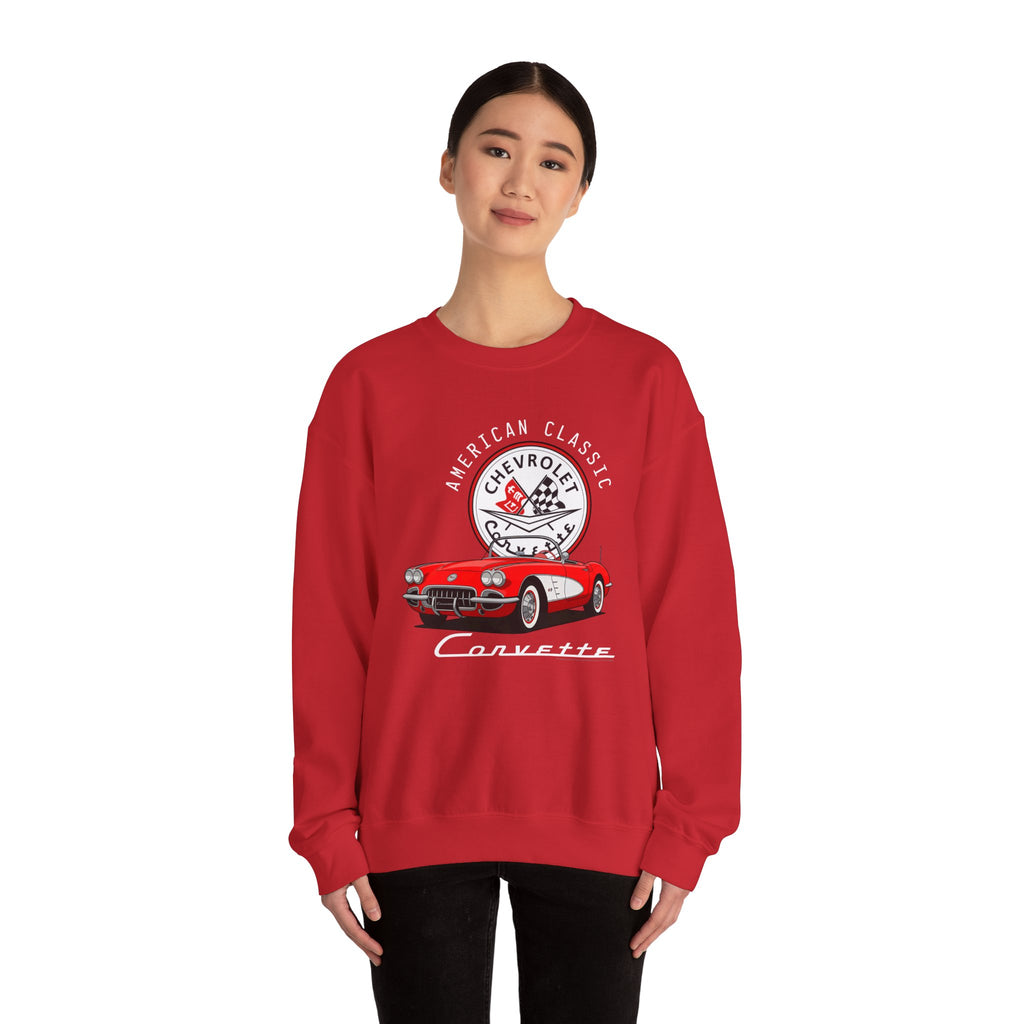 C1 Corvette American Classic Emblem Cotton Blend Sweatshirt – Legends of the Road, Perfect for the Corvette Fan