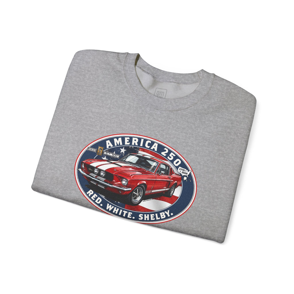 1967 Shelby GT500 "Red. White. Shelby." America 250 Oval Crewneck Sweatshirt