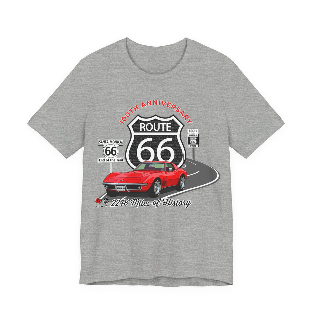 C3 Corvette Route 66 100th Anniversary Short Sleeve Tee – Legends of the Road, Perfect for the Corvette Fan
