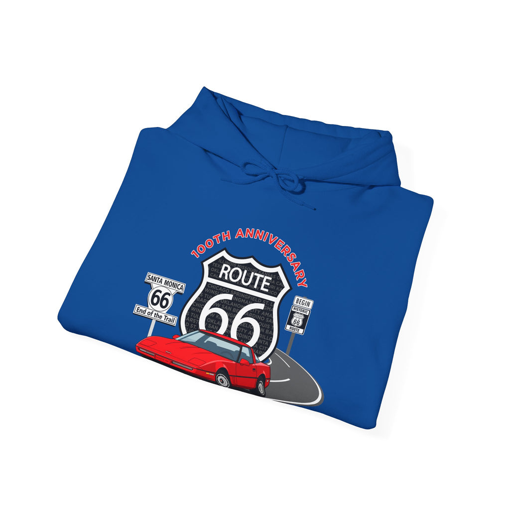C4 Corvette Route 66 100th Anniversary Hooded Sweatshirt – Legends of the Road, Perfect for the Corvette Fan