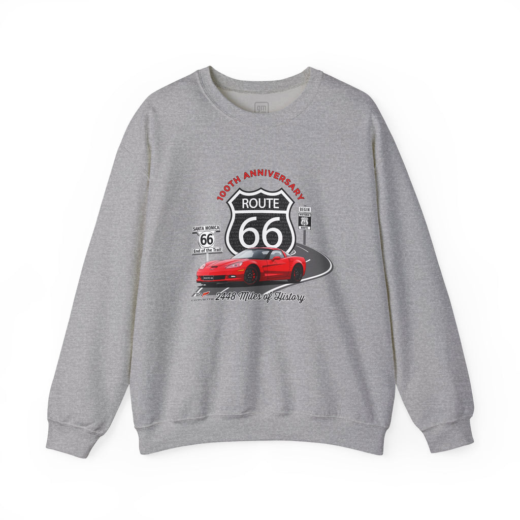C6 Corvette Route 66 100th Anniversary Cotton Blend Sweatshirt – Legends of the Road, Perfect for the Corvette Fan