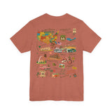Legends of Route 66 100th Anniversary Landmark Collage Design Cotton Front and Back Printed Short Sleeve Tee