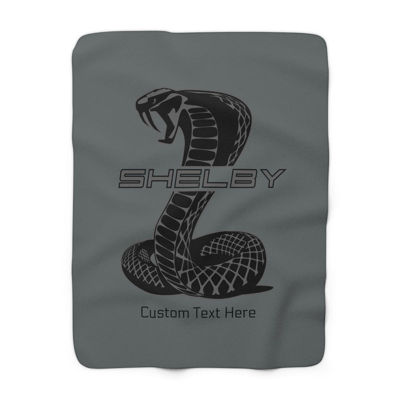 2024 Shelby Snake Personalized Sherpa Fleece Blanket, Neutral Grey Tone Color