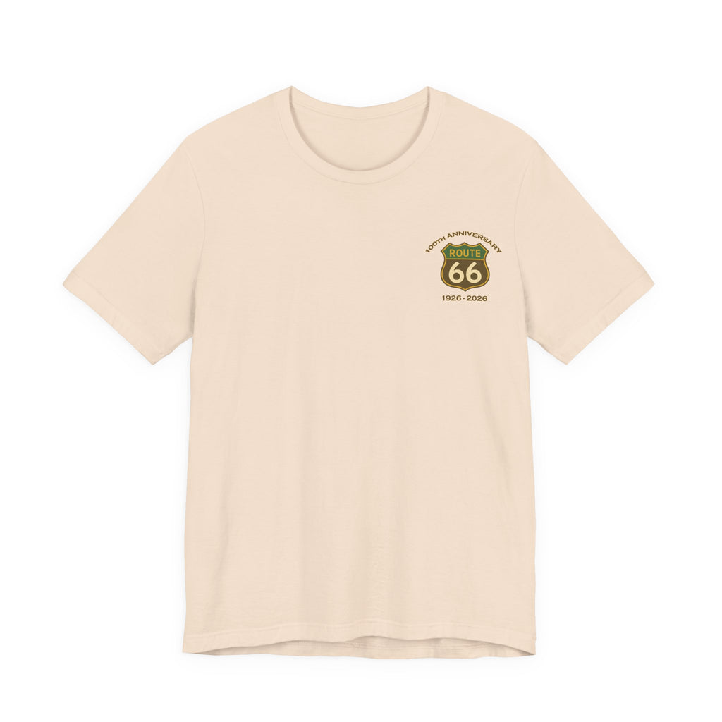 Legends of Route 66 100th Anniversary Landmark Shield Design Cotton Front and Back Printed Personalized Short Sleeve Tee