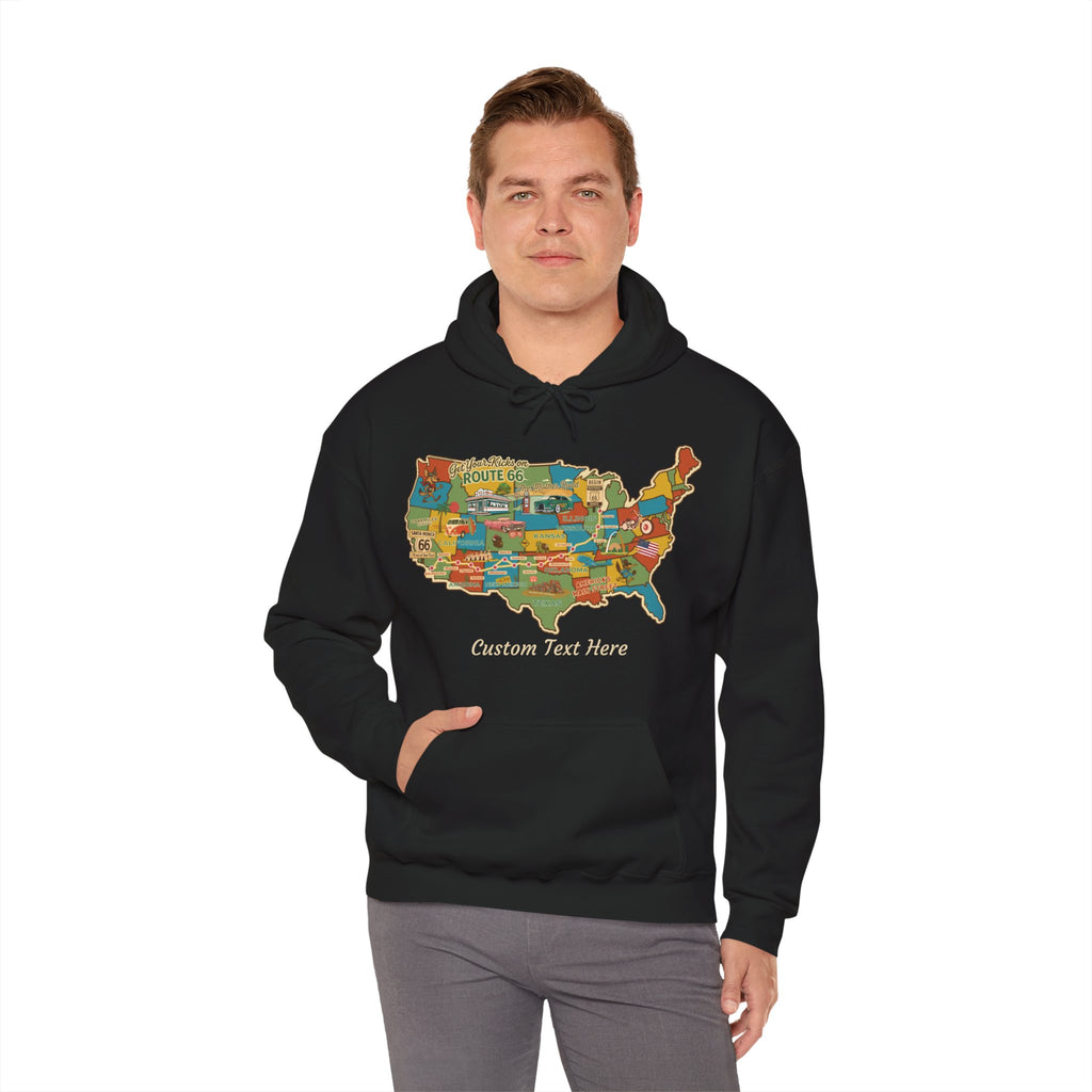 Legends of Route 66 100th Anniversary USA Map Personalized Unisex Fleece Hoodie Sweatshirt