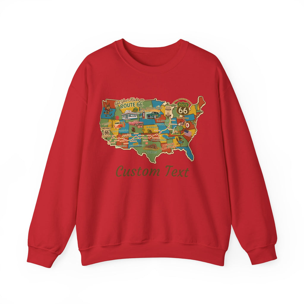 Legends of Route 66 100th Anniversary USA Map Personalized Fleece Crewneck Sweatshirt