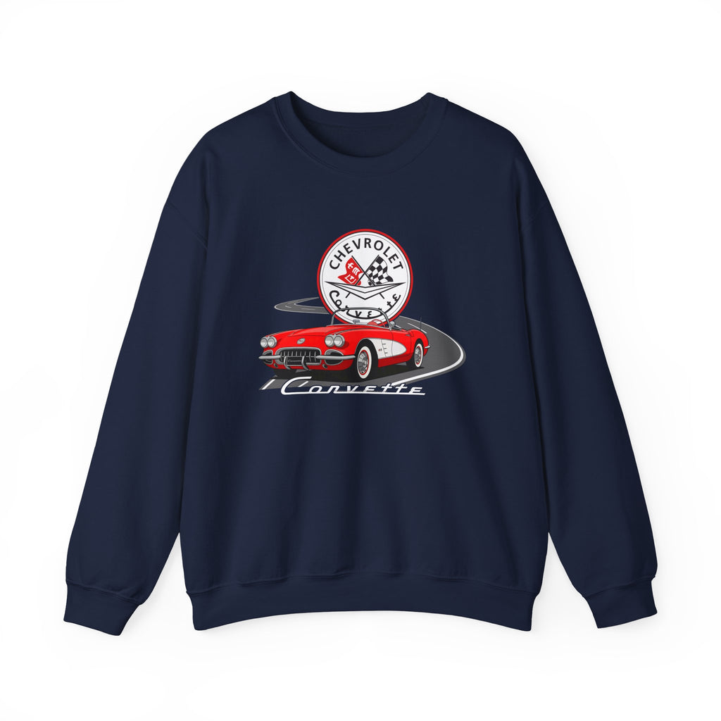 C1 Corvette Emblem & Track Cotton Blend Sweatshirt – Legends of the Road, Perfect for the Corvette Plan