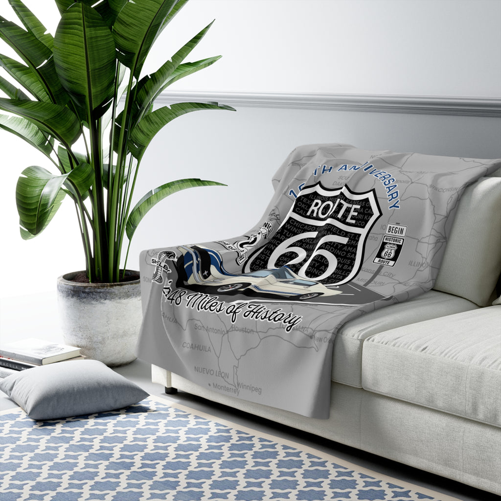 Shelby GT350 Route 66 100th Anniversary Sherpa Blanket – 50 x 60 Inches-Legends of the Road, Shelby Fan Favorite