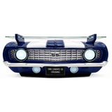 Sunbeltgifts 1969 Chevrolet Camaro SS Wandregal, Schwarz mit weißen Streifen, 49,5 x 15 x 20 cm, Sicherheitsglas, Batteriebetriebene LED-Scheinwerfer, Dekor für Chevy-Auto-Liebhaber, Geschenkidee für Muscle-Car-Fans

