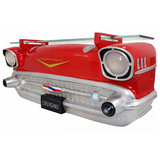 Sunbeltgifts 1957 Chevy Bel Air Wall Shelf, Floating Shelf, Red, 20x6.1x8 inches, Tempered Glass, LED Headlights, Battery Operated, Classic Car Wall Decor, Novelty Gift, Gift Idea for Car Fans