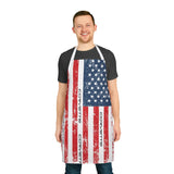 C6 USA Flag Apron, Durable 100% Polyester Canvas Chef's Apron, Black or White Strap Options, Adjustable Tie-Back Closure, One Size Fits All, Perfect for Home Cooks and Professional Chefs, GM Licensed