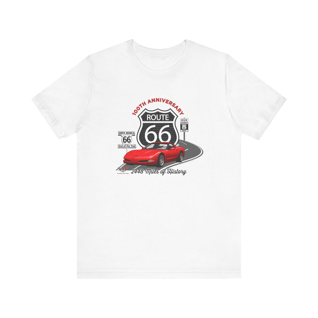 C5 Corvette Route 66 100th Anniversary Short Sleeve Tee – Legends of the Road, Perfect for the Corvette Fan