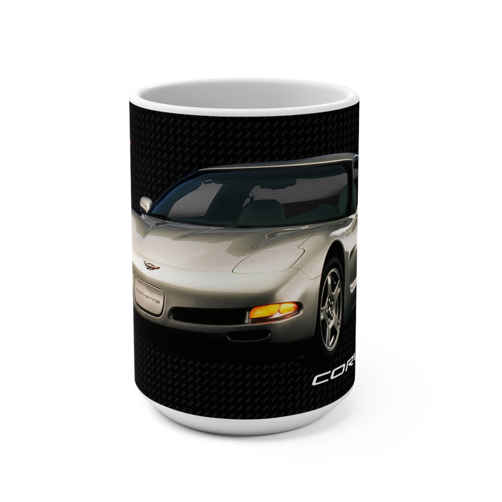 C5 Coffee Mug, Gold 15.oz Coffee Mug, Car Enthusiast Gift, Automotive Collector's Drinkware, Car Lover's Present