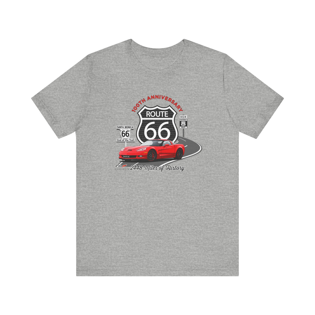 C6 Corvette Route 66 100th Anniversary Short Sleeve Tee – Legends of the Road, Perfect for the Corvette Fan