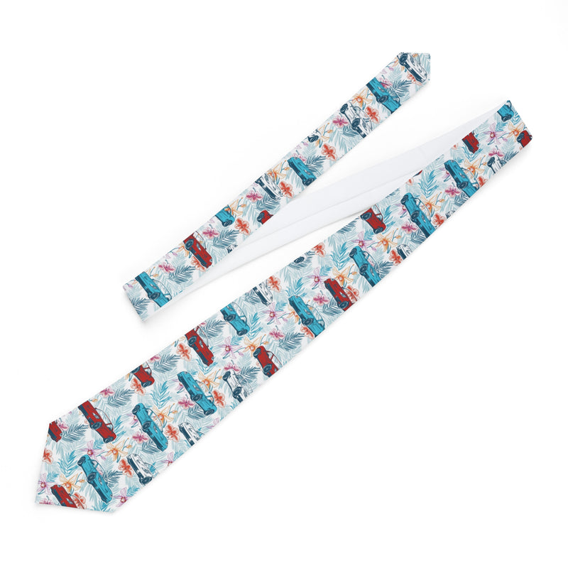 Chevy Corvette C6 Hawaiian Style Necktie, Silky Finish Tie with Tropical Design, Fun Gift for Car Enthusiasts, Birthdays, and Holidays
