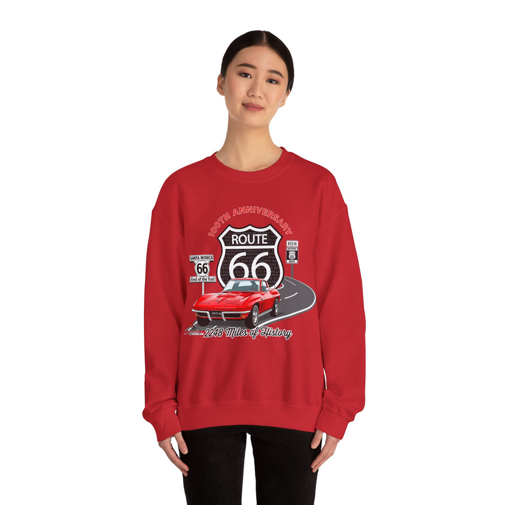 C2 Corvette Route 66 100th Anniversary Cotton Blend Sweatshirt – Legends of the Road, Perfect for the Corvette Fan