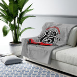 C6 Corvette Route 66 100th Anniversary Sherpa Blanket – Legends of the Road (50" x 60"), Perfect for the Corvette Fan